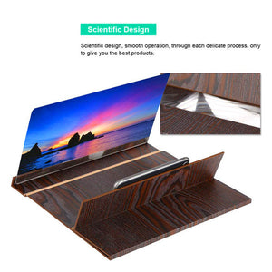 Foldable 12 inch 3D Wooden Video Screen Magnifier Holders High Definition Cell Mobile Phone Screen Amplifier Woods Grain Mobile Phone Stands
