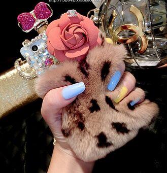 Fashion Rabbit Fur Hair Cover Rhinestone Case Diamond Perfume Bottle Glitter Bling Crystal Shell Protection For iPhone 5 6plus 5.5 inch