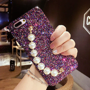 Glaring sparkle Shining Elegance Girls simple pearl chain bracelet bling phone case cover for iPhone 6 6s 7 8 plus X XS max XR