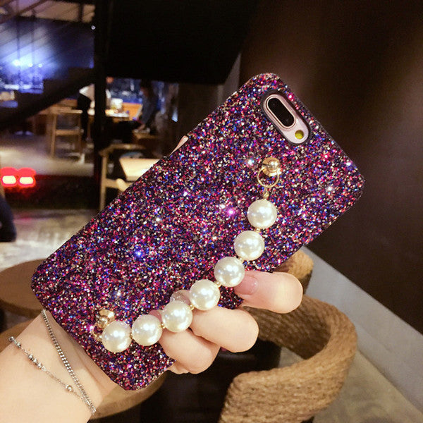 Glaring sparkle Shining Elegance Girls simple pearl chain bracelet bling phone case cover for iPhone 6 6s 7 8 plus X XS max XR