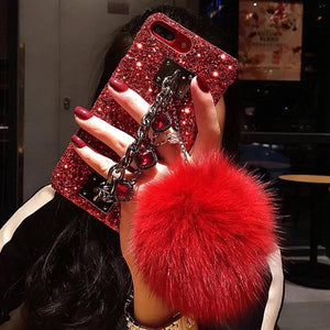 Cell Phone Cases for Iphone glitter powder ball mobile phone shell Apple 7plus luxury diamond iPhoneX pendant drop protection sleeve