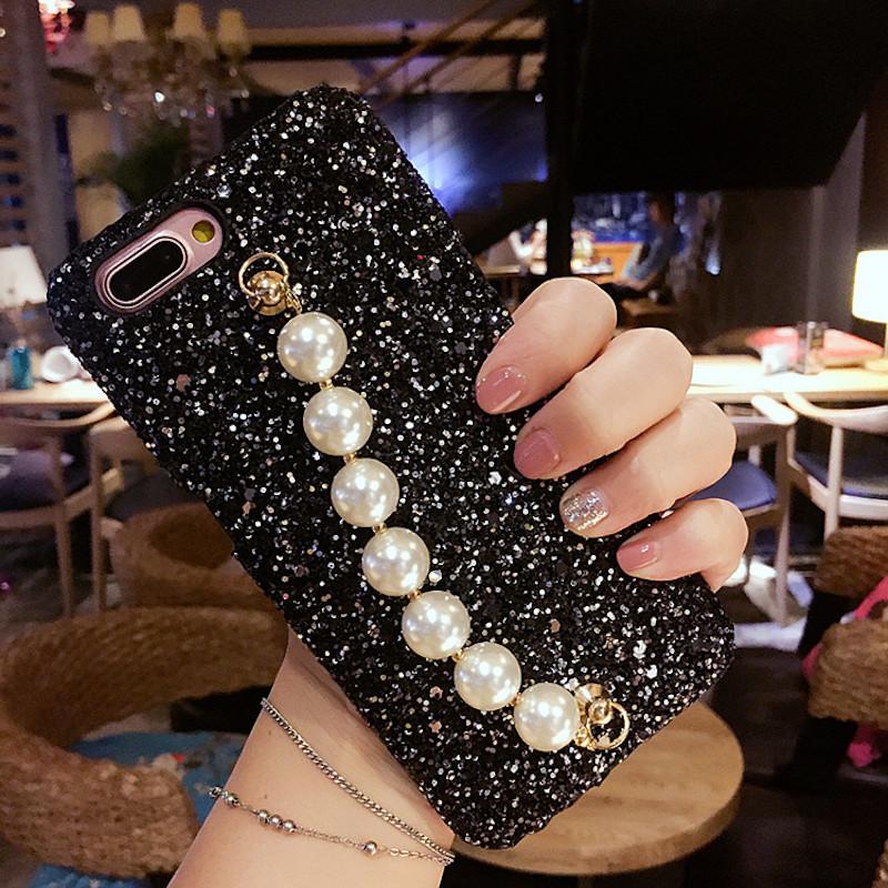 Elegant Plain with Golden Chain Black Phone Case for iPhone 678 s